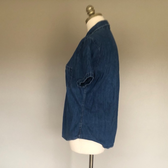 Eddie Bauer Small Petite Blue Jen Shirt Button Down Short Sleeves - Picture 9 of 10